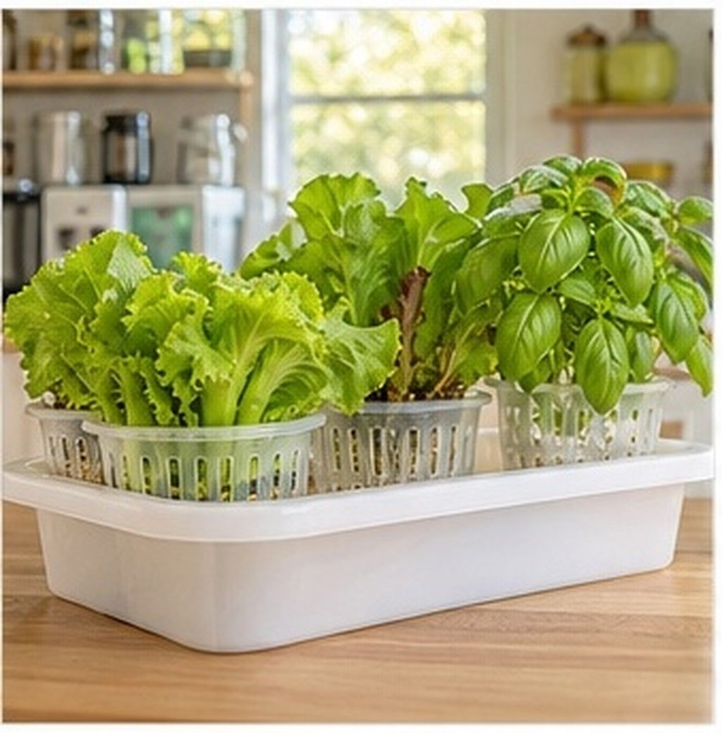 Indoor Plants - กระถางปลูกพืชไฮโดรโปนิกส์ 4 ชิ้น ถ้วยตาข่ายพลาสติกหนา พร้อมระบบระบายอากาศและระบายน้ำสำหรับราก สำหรับการปลูกผักไร้ดินในร่ม