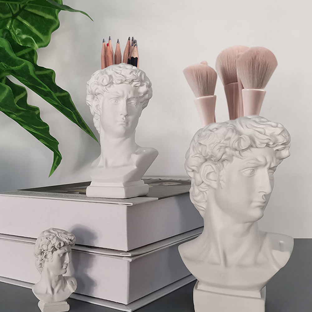 Terracotta Pot - ที่ใส่ปากกาดีไซน์สร้างสรรค์ กระถางดอกไม้ ที่เก็บแปรงแต่งหน้า รูปปั้นหัวคน เรซิ่น แจกันเดวิด